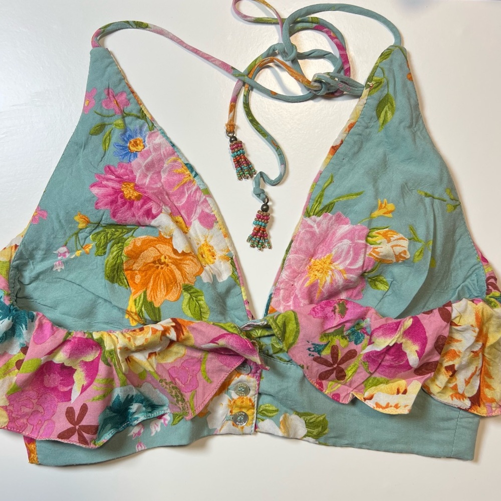 [FARM Rio] Beaded Floral Halter Top - Picture 3 of 11
